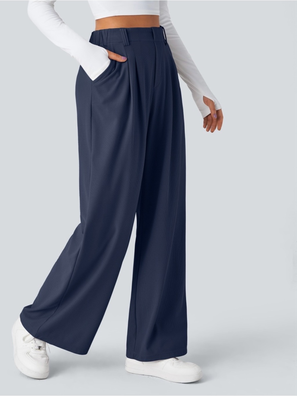 HALARA Flex - High Waisted Pocket, Waffle Style Wide Leg